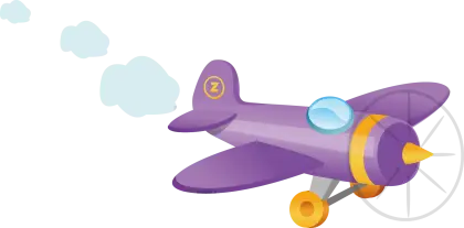 Cute Purple Cartoon Airplane Illustration