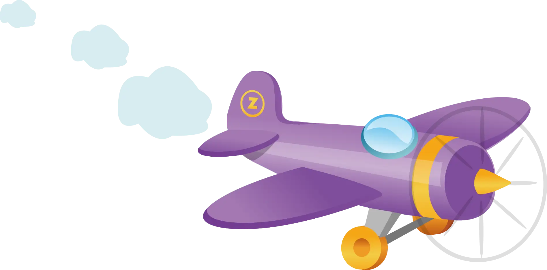 Cute Purple Cartoon Airplane Illustration