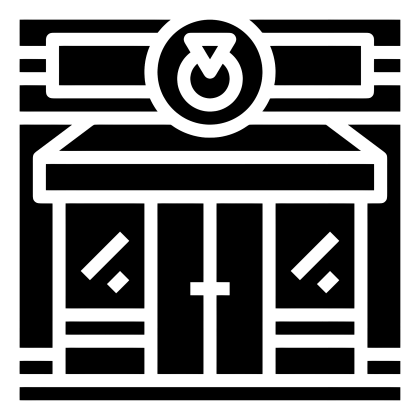 Black and White Storefront Icon