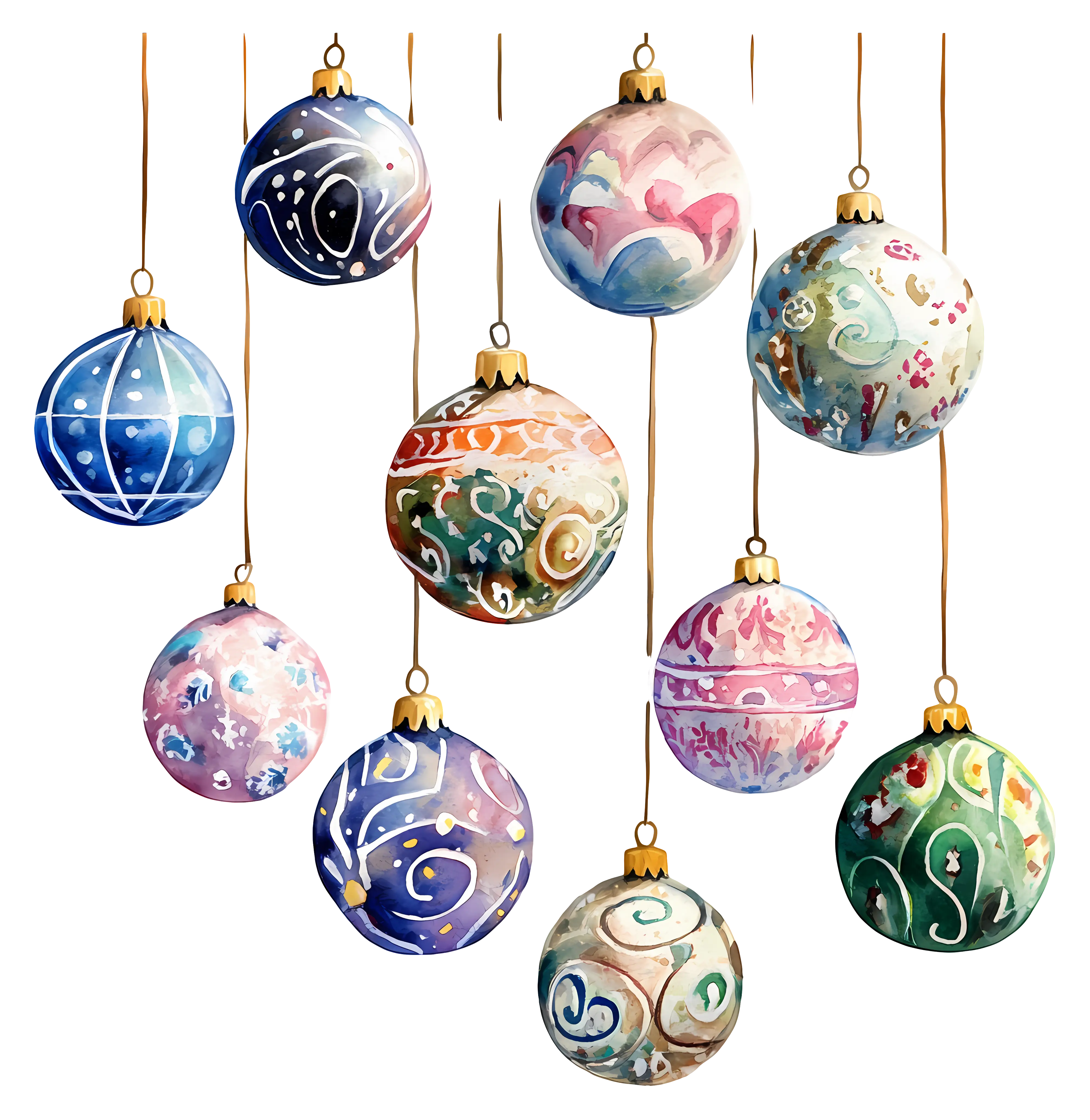 Watercolor Christmas Ornaments for Festive Trees
