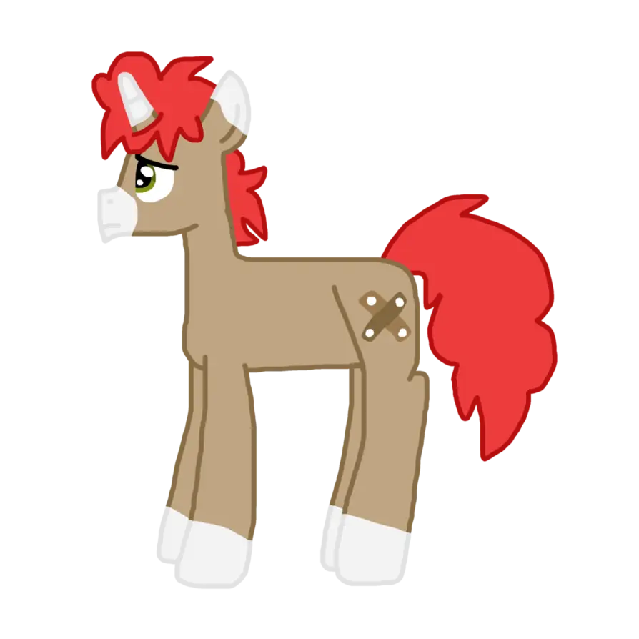 Cartoon Unicorn with Red Mane