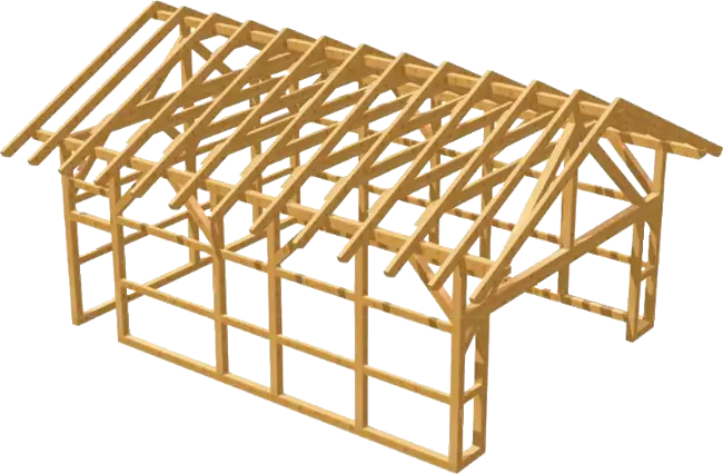 Wooden House Frame for Construction
