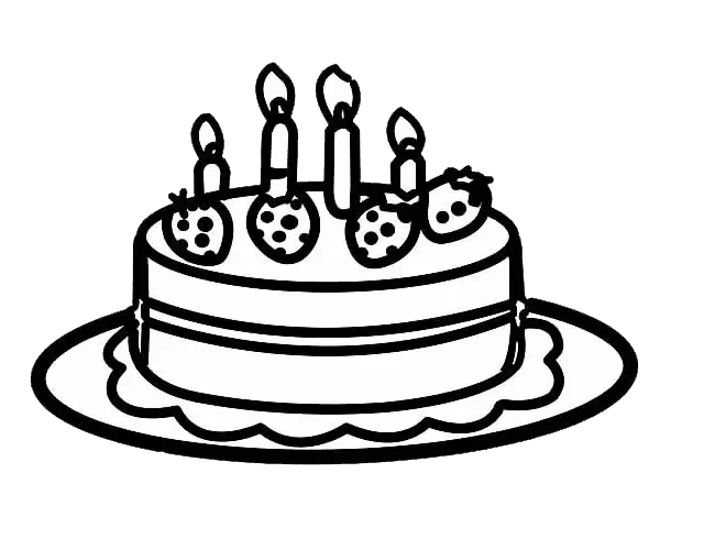Black and White Birthday Cake with Candles