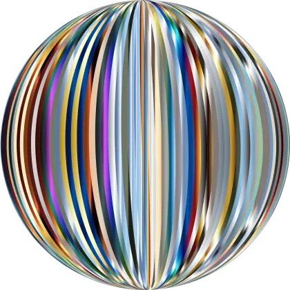 Multicolored Striped Sphere with Metallic Shimmer