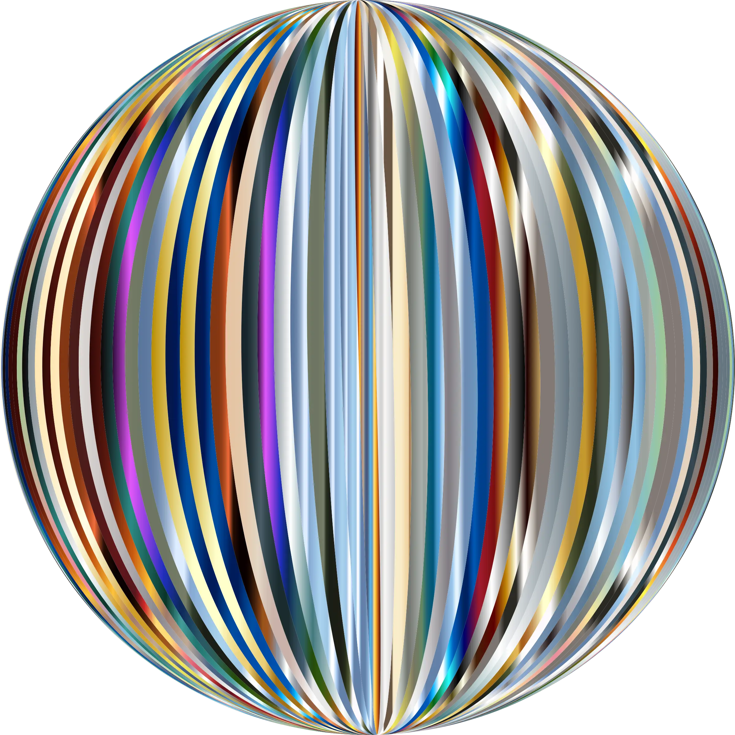 Multicolored Striped Sphere with Metallic Shimmer