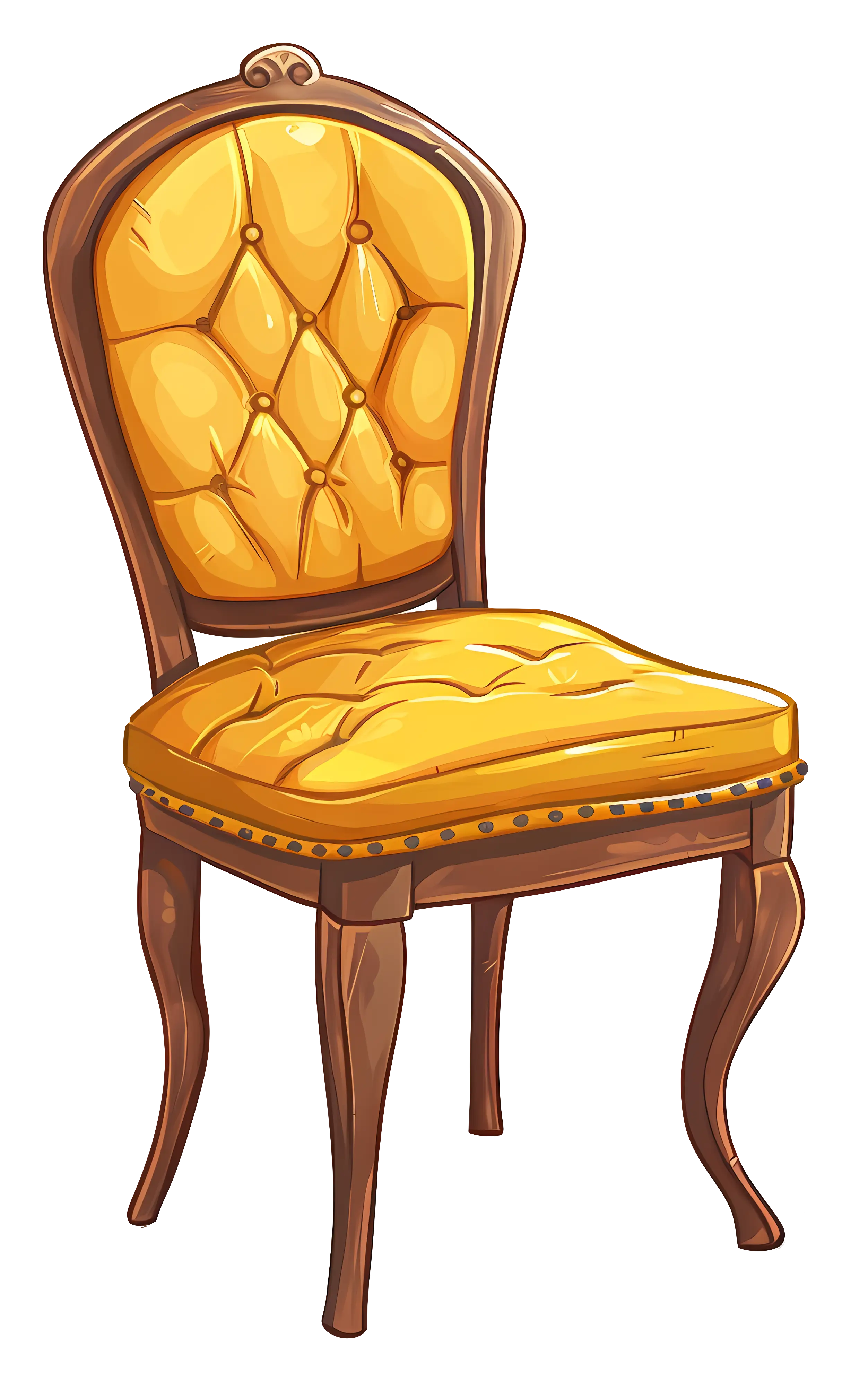 Vintage Yellow Cushioned Chair