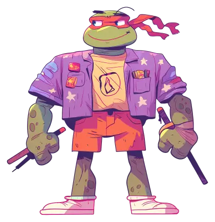Cartoon Turtle Ready for Action