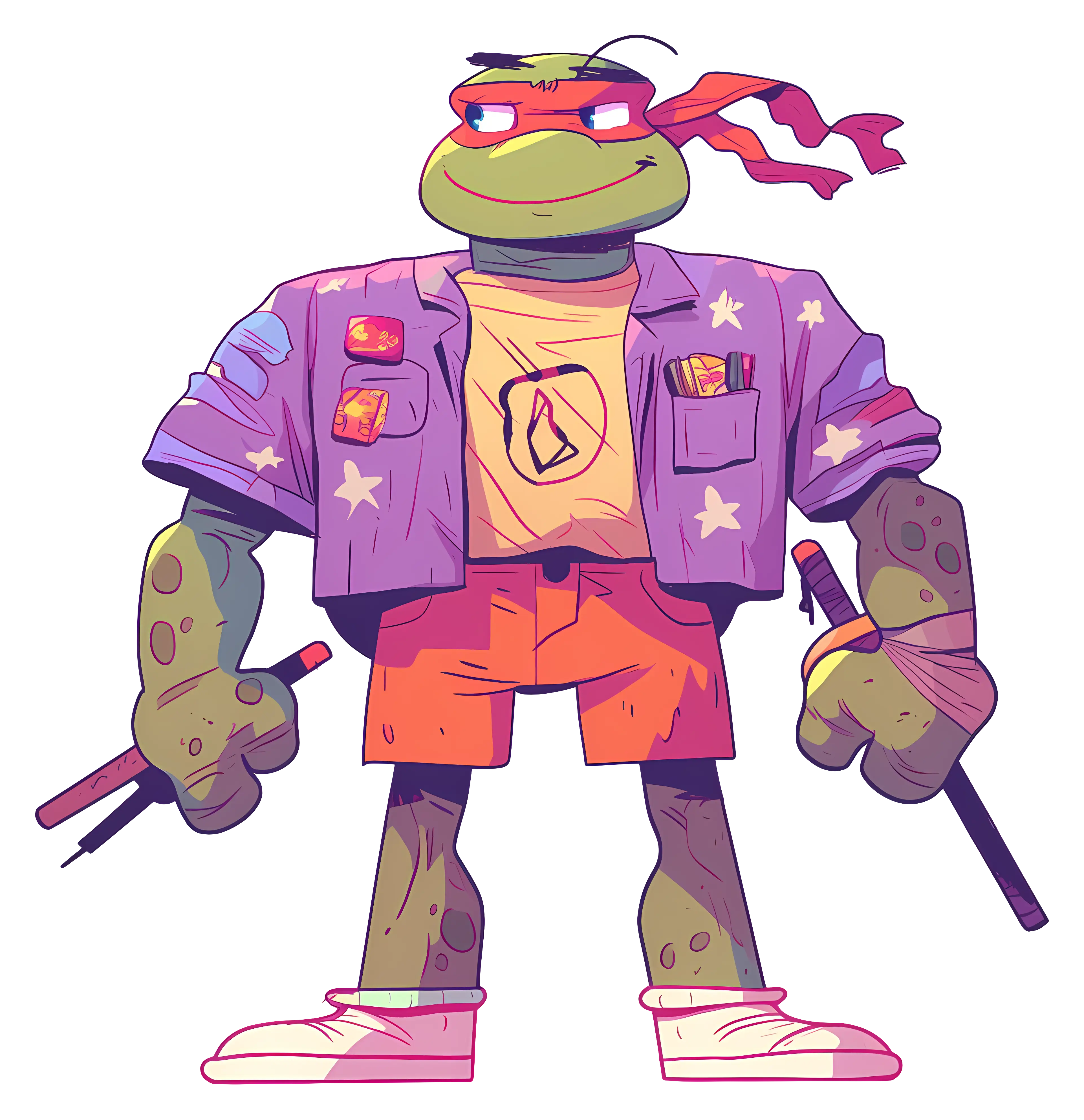 Cartoon Turtle Ready for Action