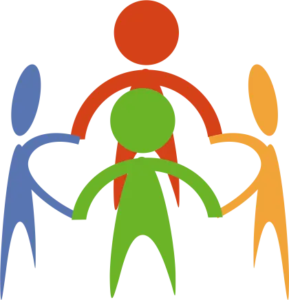 Multicolored Stick Figures Holding Hands