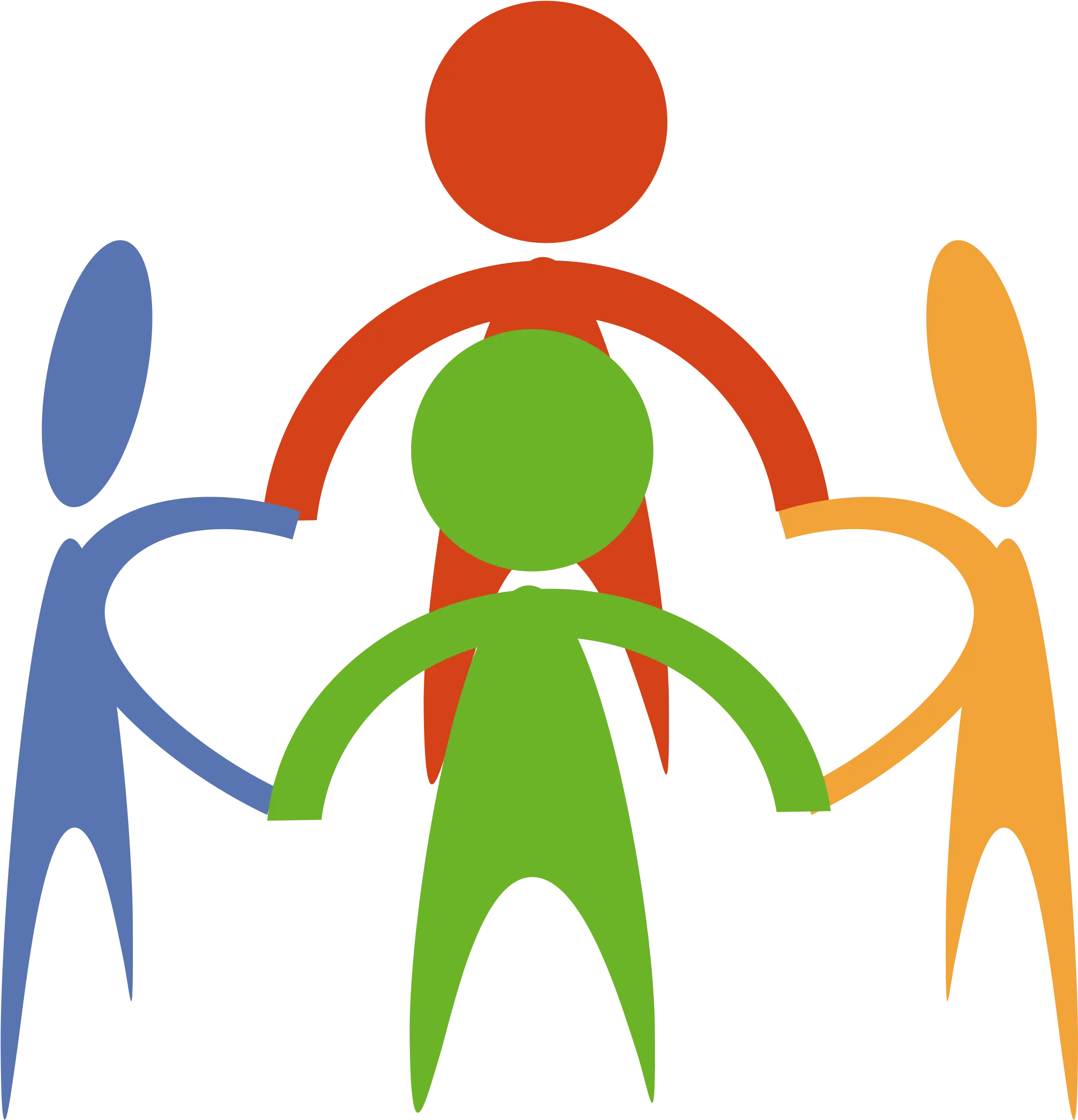 Multicolored Stick Figures Holding Hands
