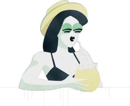 Woman Drinking from Coconut