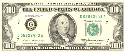 Hundred Dollar Bill of US Currency