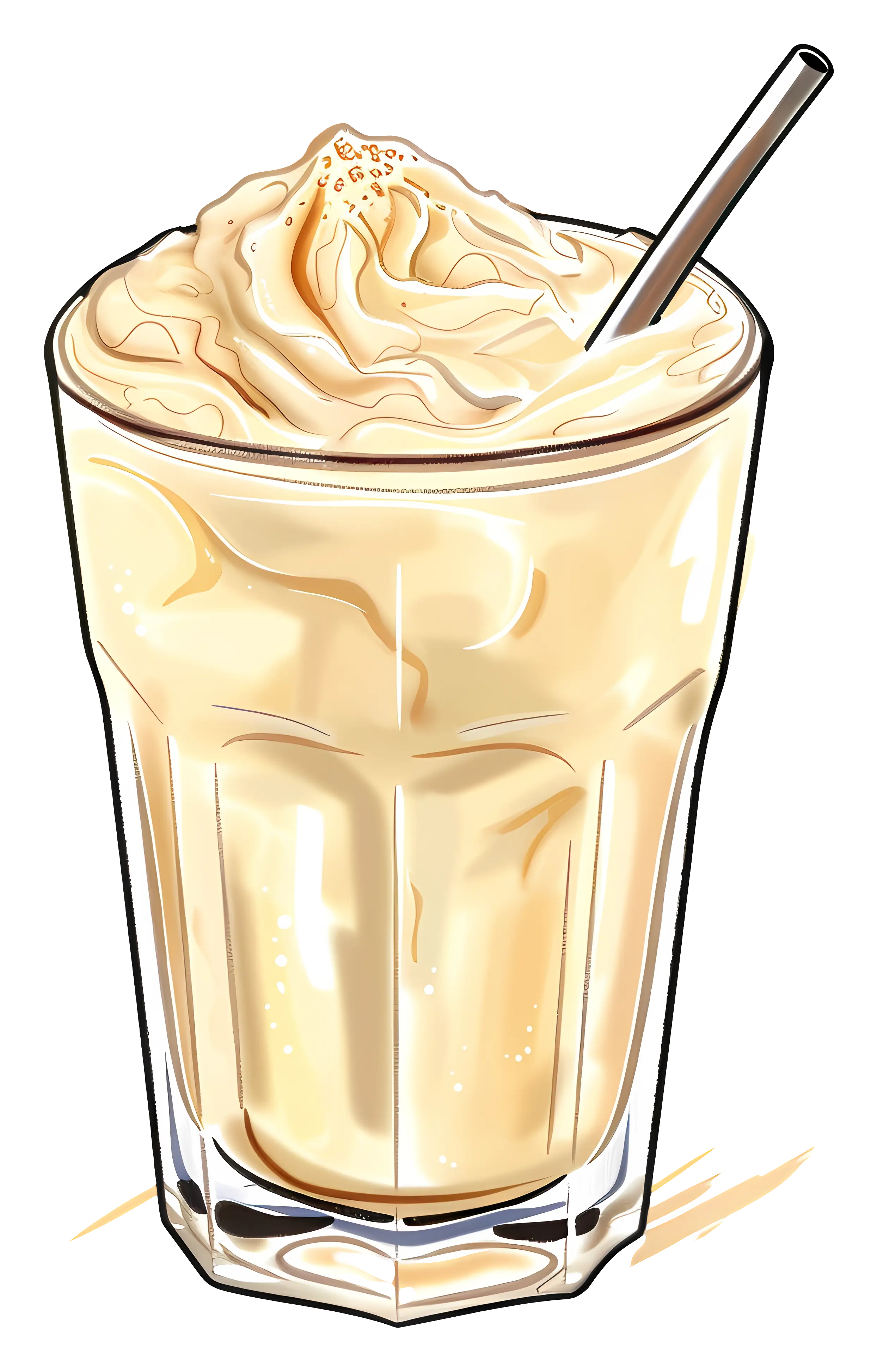 Creamy Milkshake in a Glass with Straw