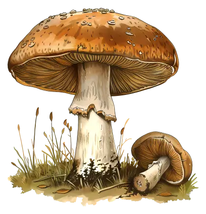 Mushrooms in a Natural Setting Illustration