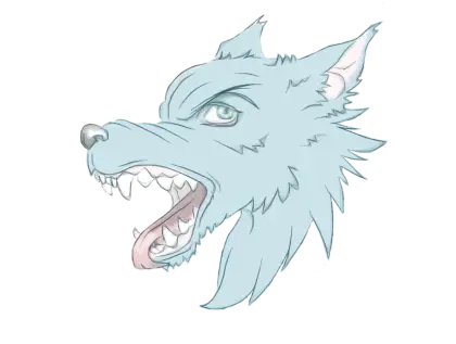 Blue Wolf Head Illustration in Artistic Style