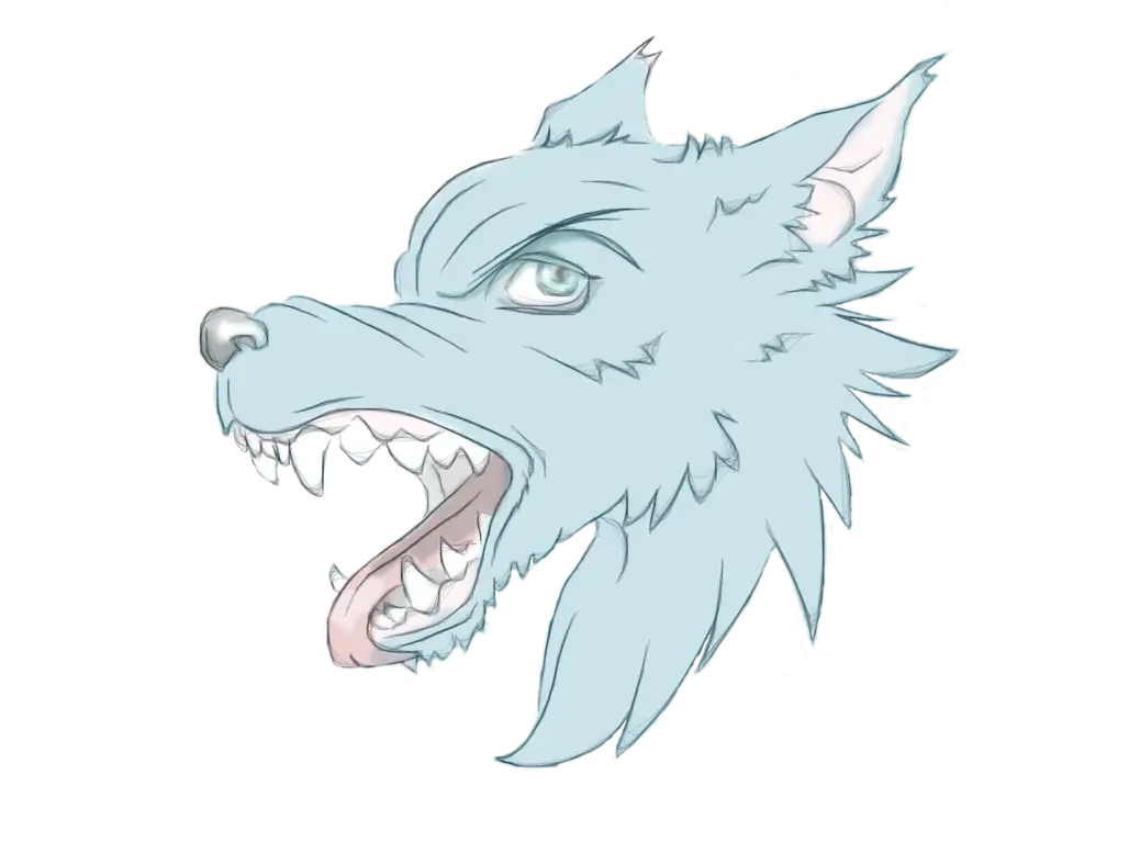 Blue Wolf Head Illustration in Artistic Style