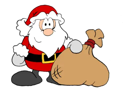 Santa Claus Cartoon Holding a Gift Bag