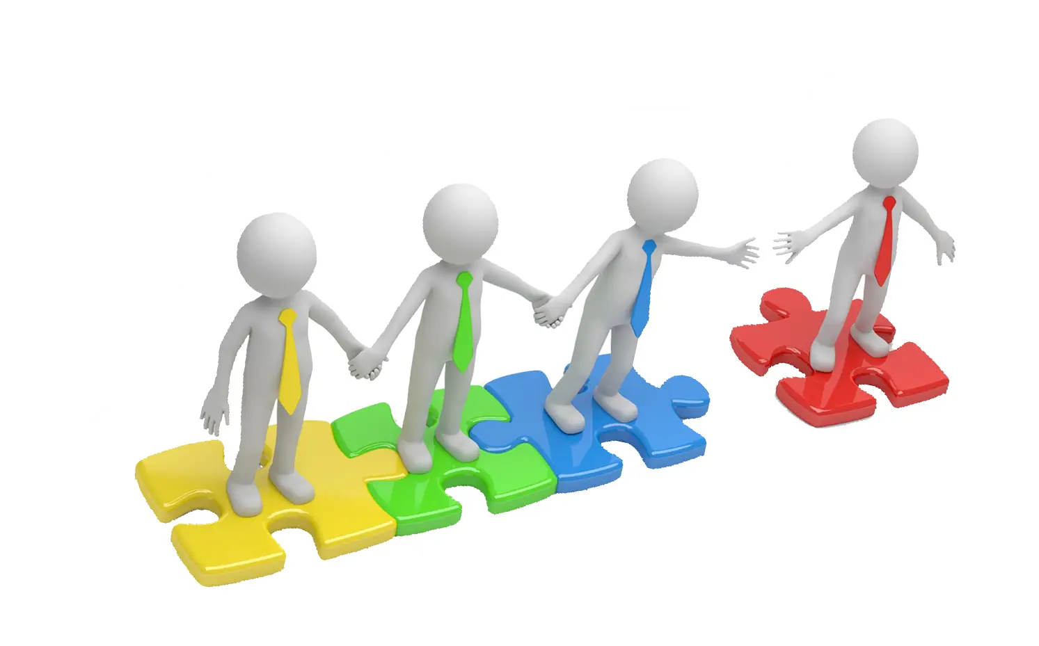 Teamwork Concept with Puzzle Pieces and Figures