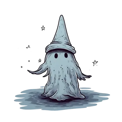 Cute Ghost with Hat and Stars