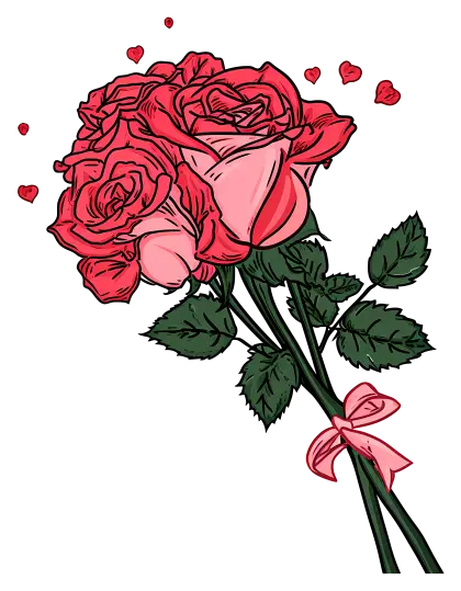 Romantic Bouquet of Roses Illustration