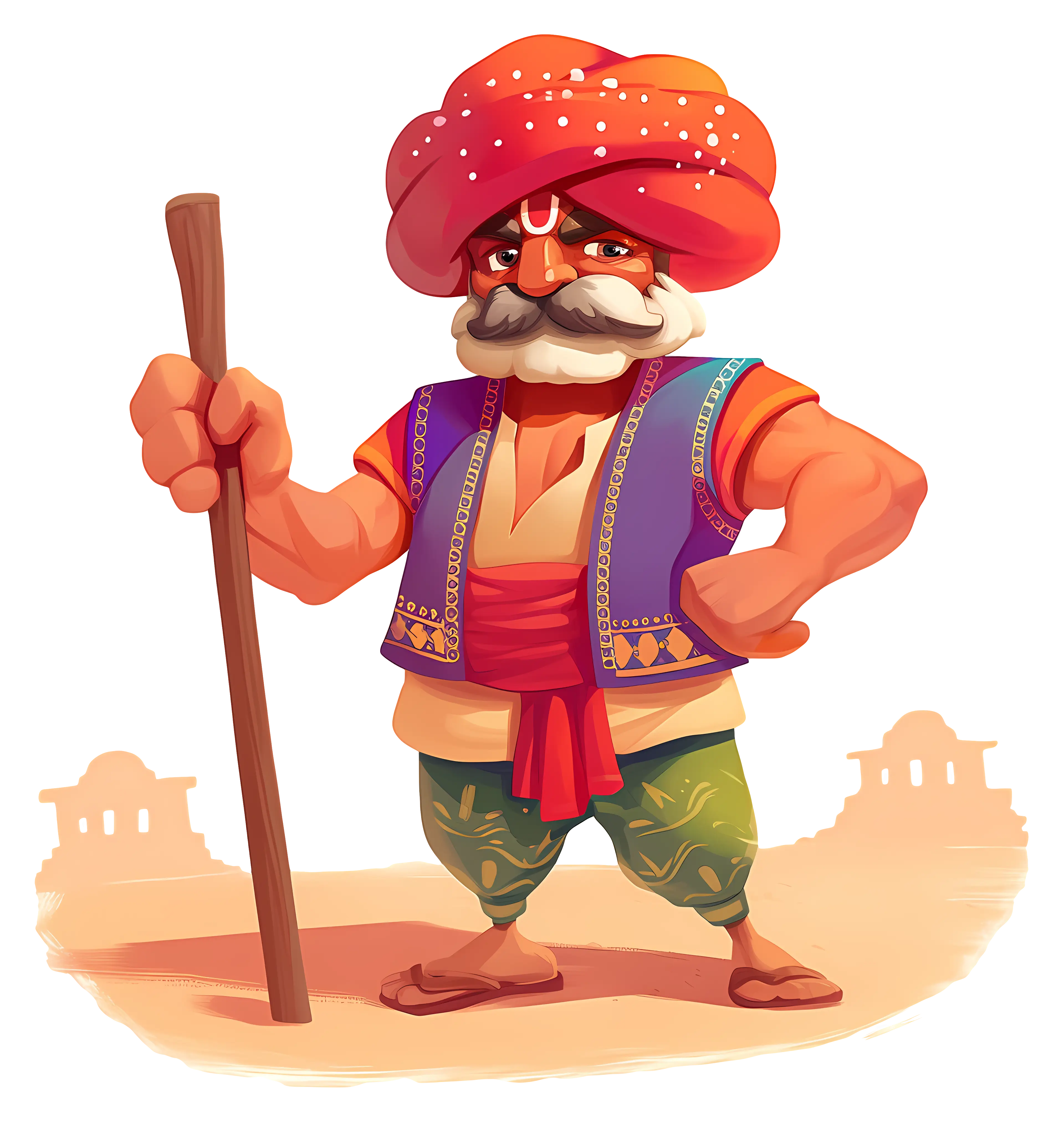 Traditional Man with Turban Illustration