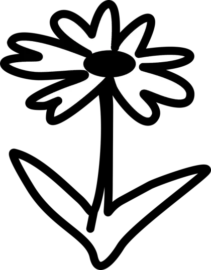 Black and White Flower Doodle Illustration