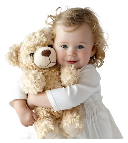 Child Hugging Teddy Bear in Warm Moment