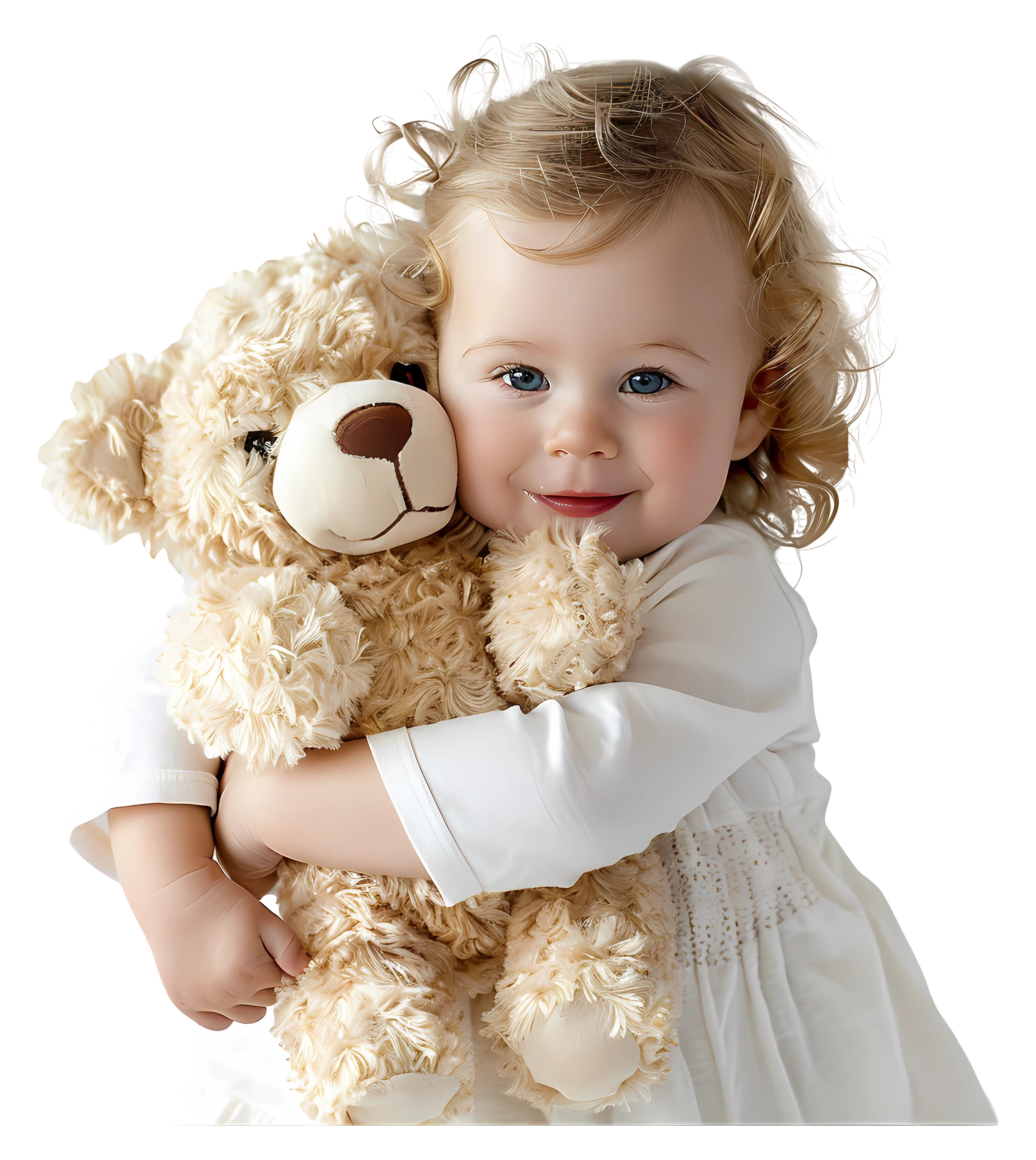 Child Hugging Teddy Bear in Warm Moment