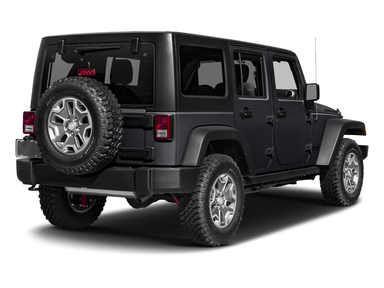 Black SUV Rear View with Spare Tire