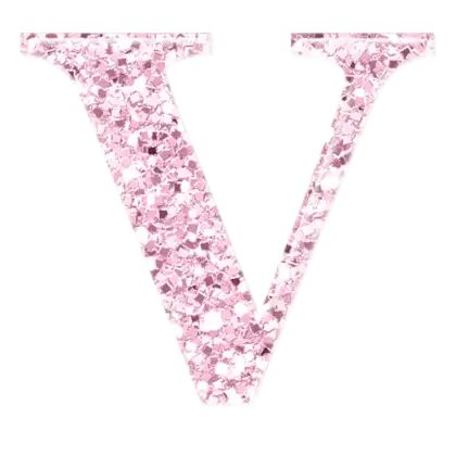 Pink Glitter V Letter