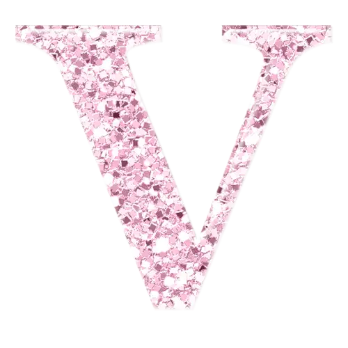 Pink Glitter V Letter