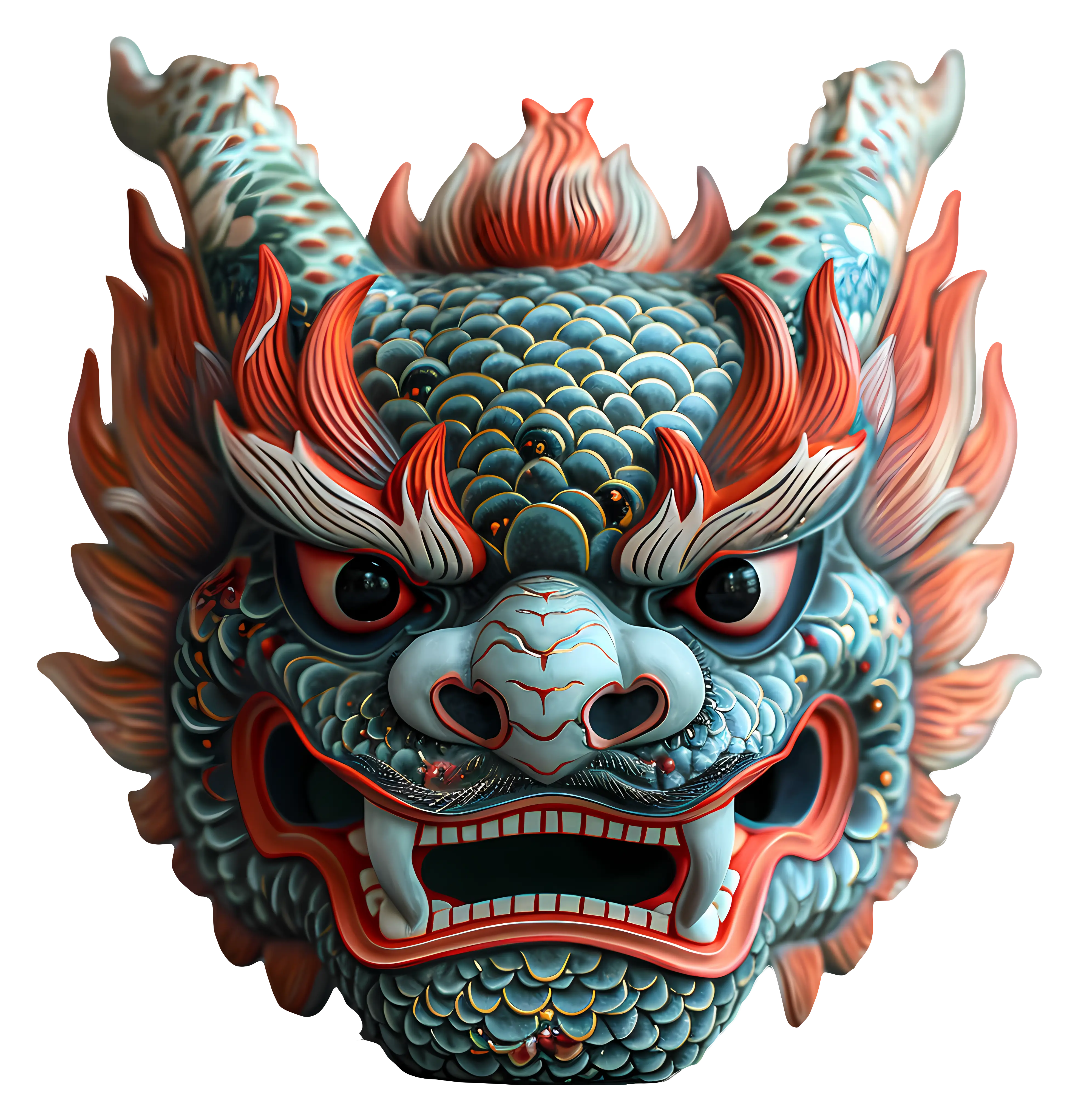 Traditional Dragon Mask with Vibrant Colors