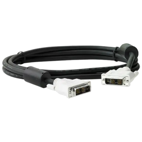 Black DVI Cable with White Connectors for Electronics
