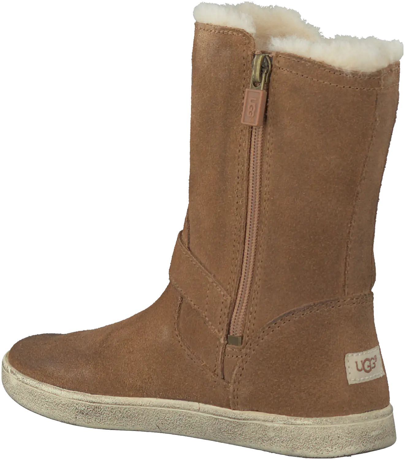 Brown Winter Boot with Fur Lining and Zipper