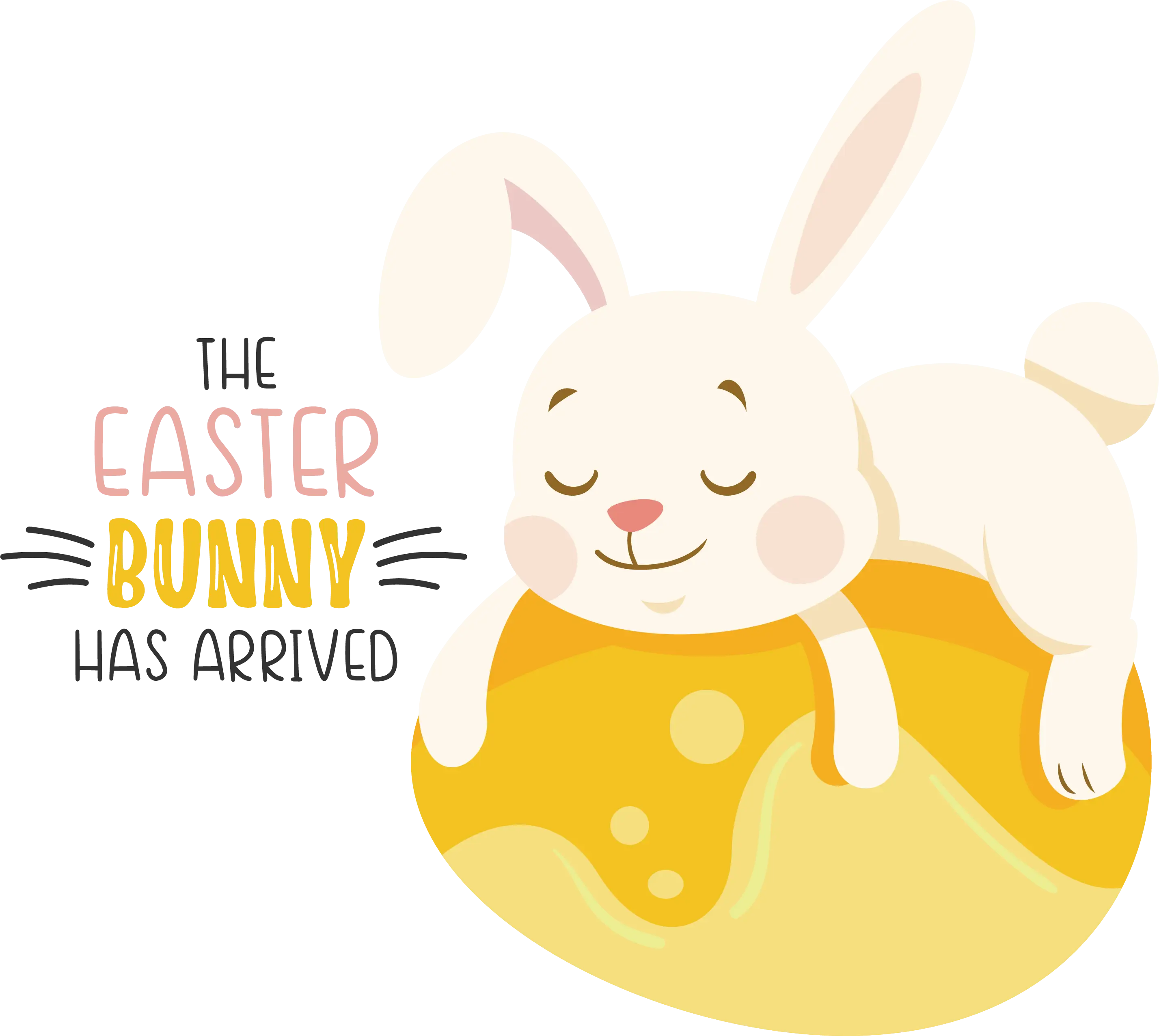 Easter Bunny on Yellow Egg Illustration