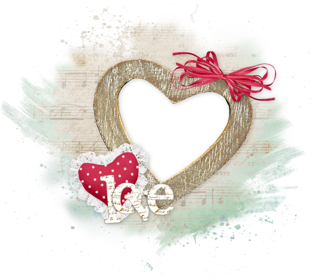 Heart Frame with Ribbon and Love Text