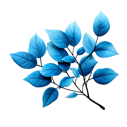 Blue Leaves Branch Botanical Illustration