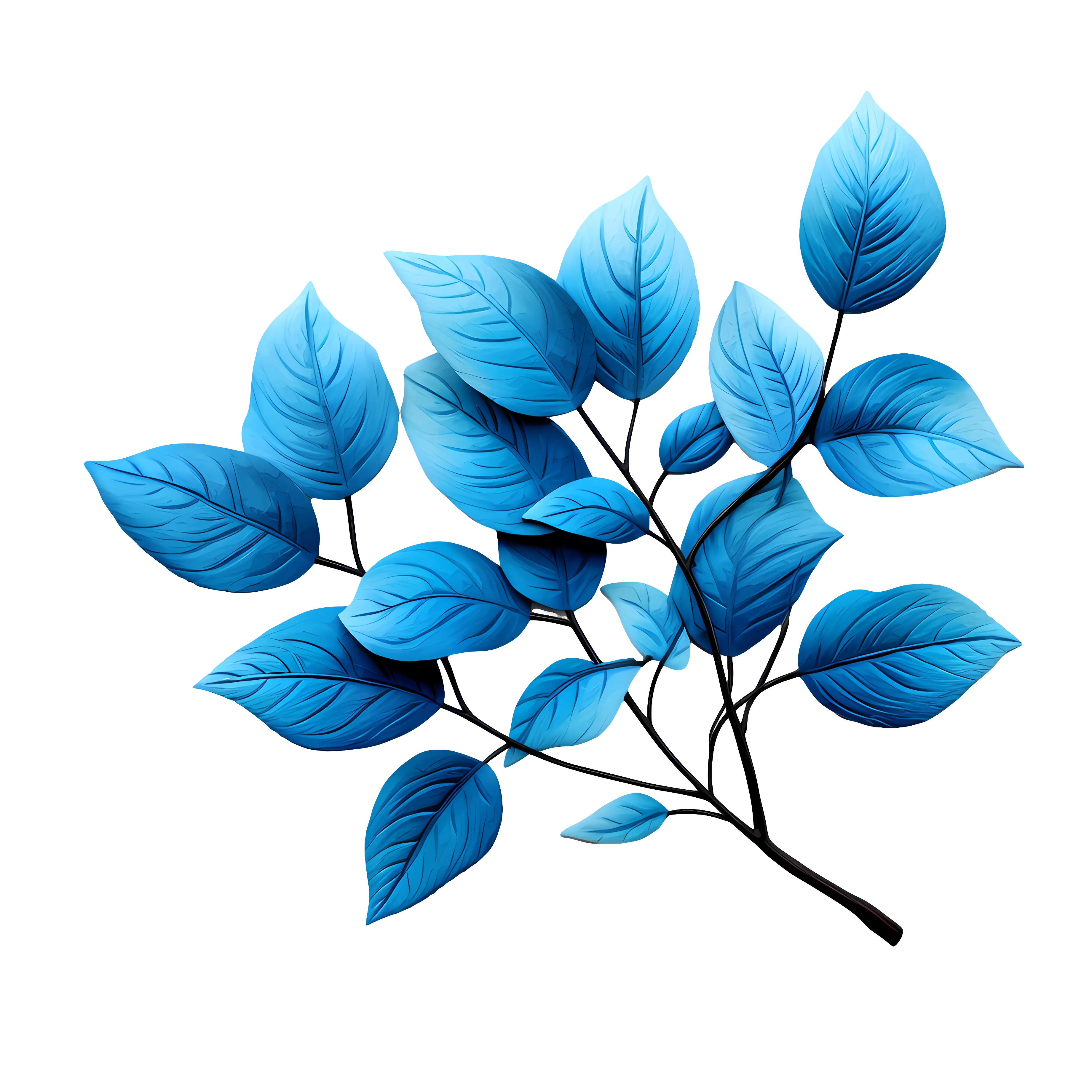 Blue Leaves Branch Botanical Illustration