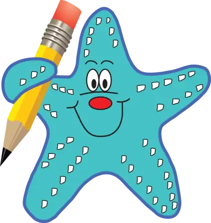 Smiling Starfish with Pencil