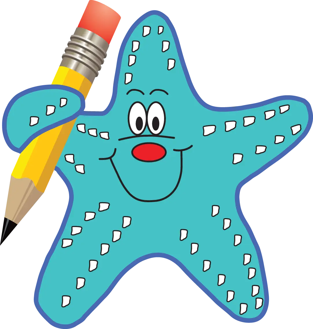 Smiling Starfish with Pencil