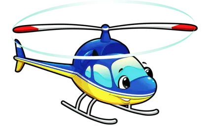 Cute Blue and Yellow Cartoon Helicopter