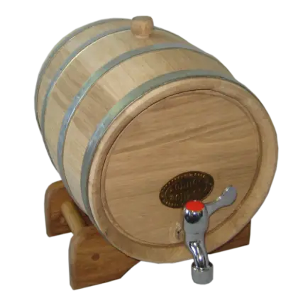 Rustic Wooden Barrel with Spout for Storage