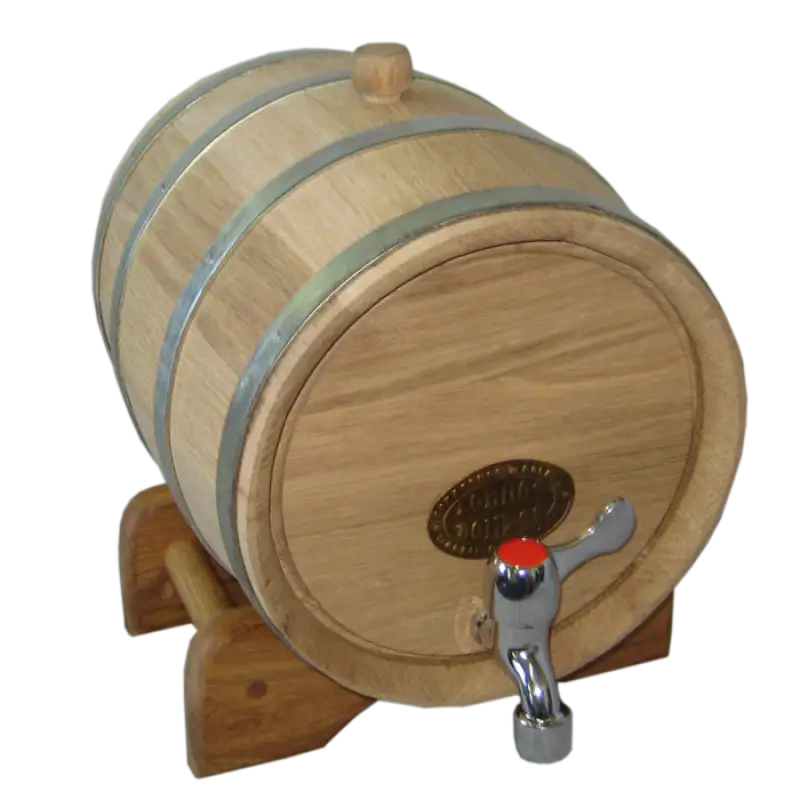 Rustic Wooden Barrel with Spout for Storage