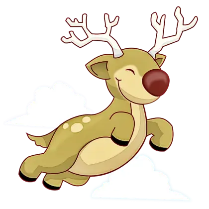 Flying Cartoon Reindeer with Red Nose