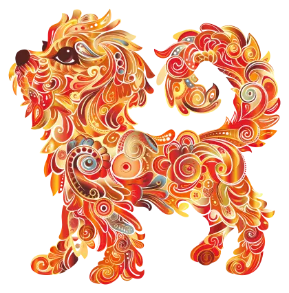 Ornamental and Colorful Decorative Dog Illustration