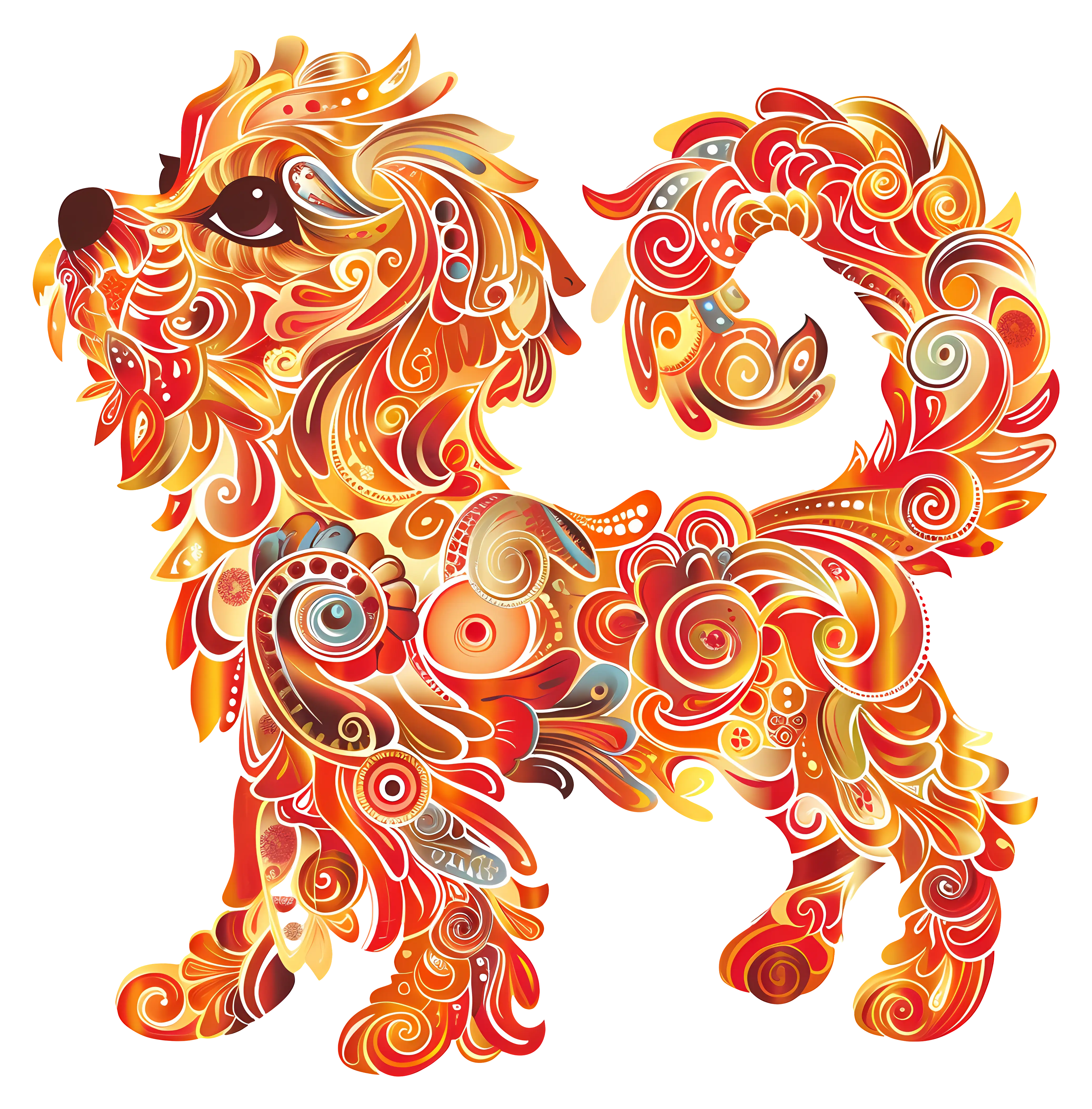 Ornamental and Colorful Decorative Dog Illustration