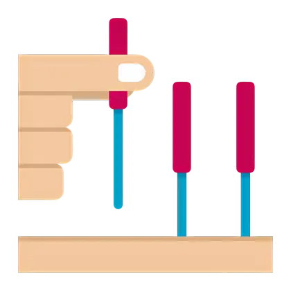 Hand Holding Matchsticks with Wooden Base