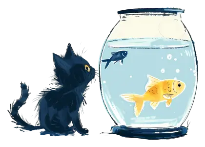 Curious Cat and Fishbowl