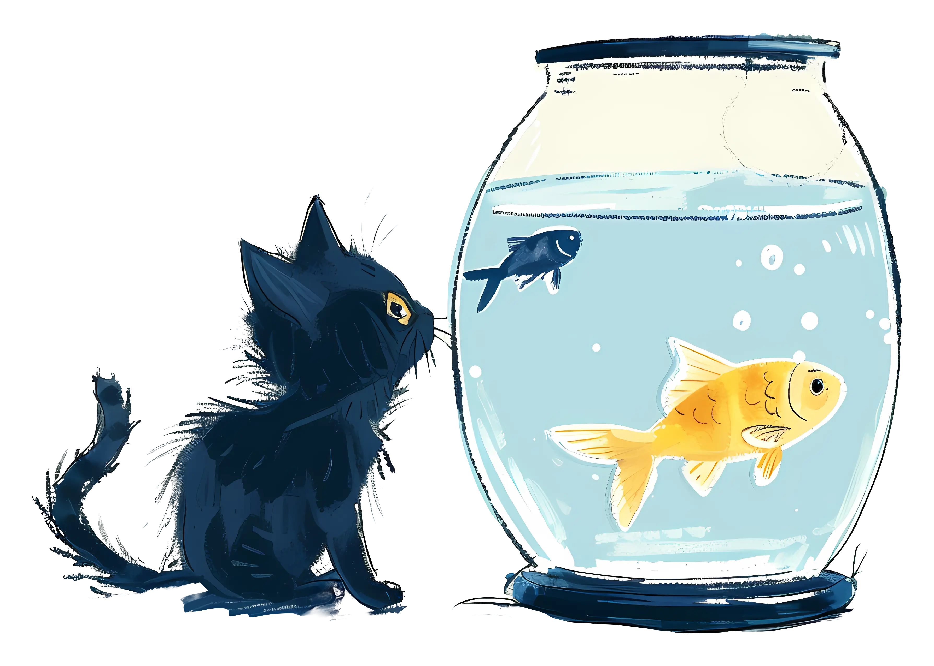 Curious Cat and Fishbowl