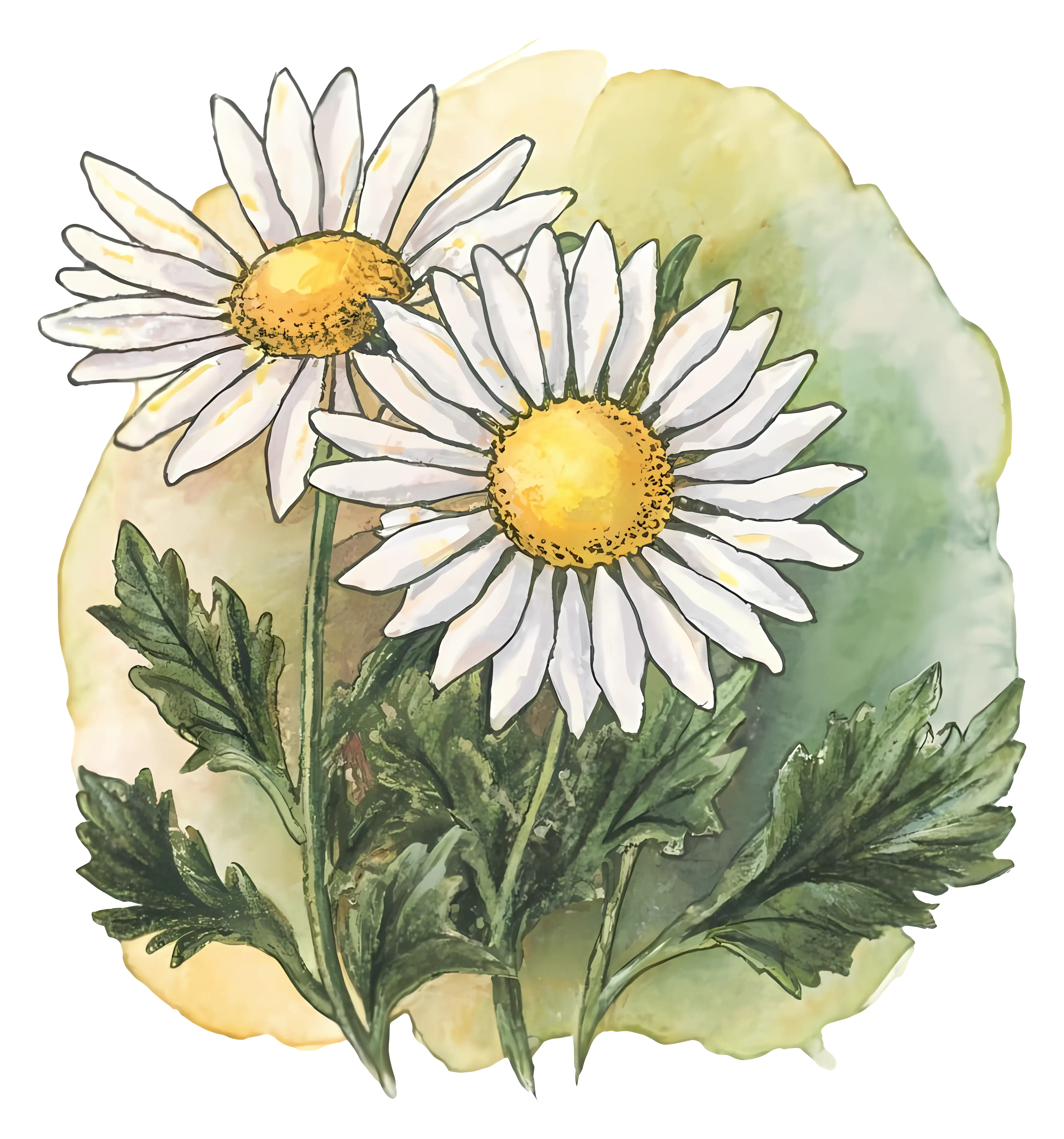 Beautiful Watercolor Daisy Flower Illustration